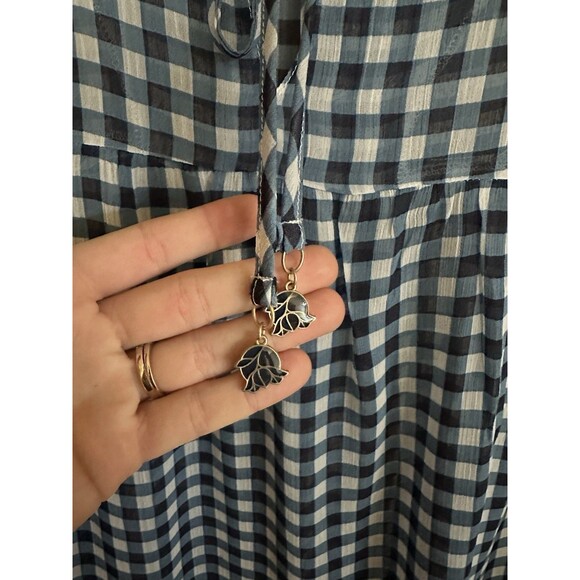 Draper James Gingham Navy Sheer Swim Cover Up Or Dress Size XS‎ Long Sleeve - Picture 6 of 9